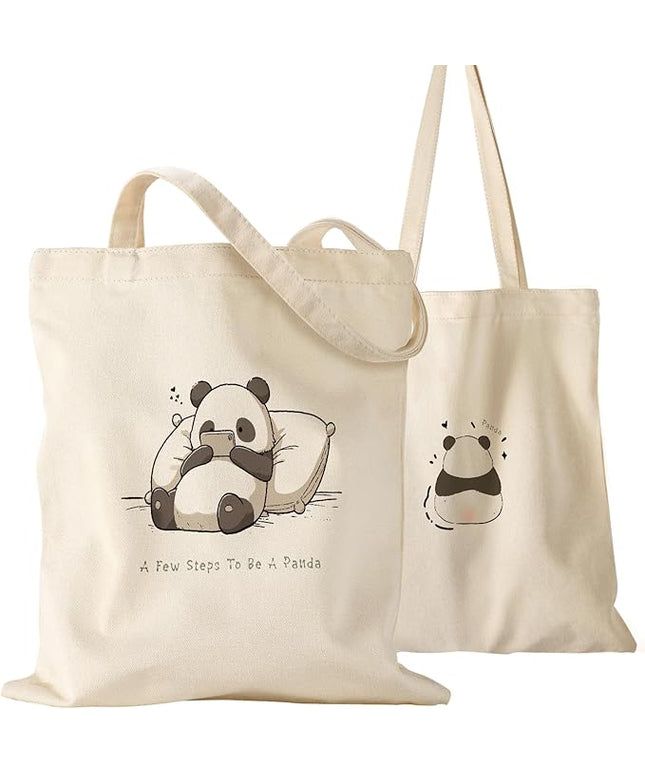 Aesthetic Canvas Tote Bag for Women - Sturdy Cloth Cotton Totes Bag with Pattern Shoulder Bag