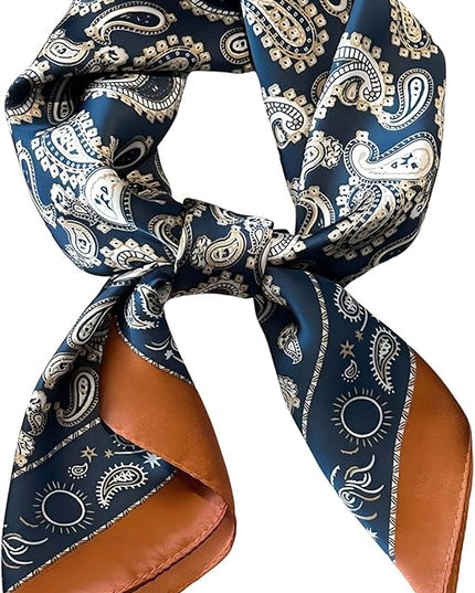 kcctoo 27.5" Mulberry Silk Feeling Head Scarf Women's Fashion Square Neck Satin Scarfs for Bag Hair Scarves Gift