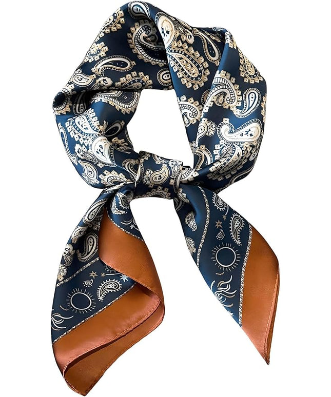 kcctoo 27.5" Mulberry Silk Feeling Head Scarf Women's Fashion Square Neck Satin Scarfs for Bag Hair Scarves Gift