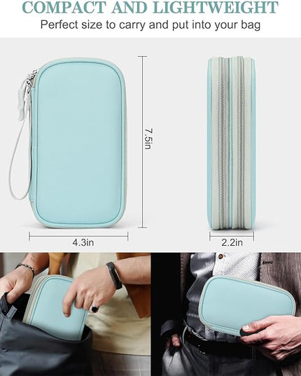 FYY Electronic Organizer, Travel Cable Organizer Bag Pouch Electronic Accessories Carry Case Portable Waterproof Double Layers All-in-One Storage Bag for Cable, Charger, Phone, Earphone, Mint Green