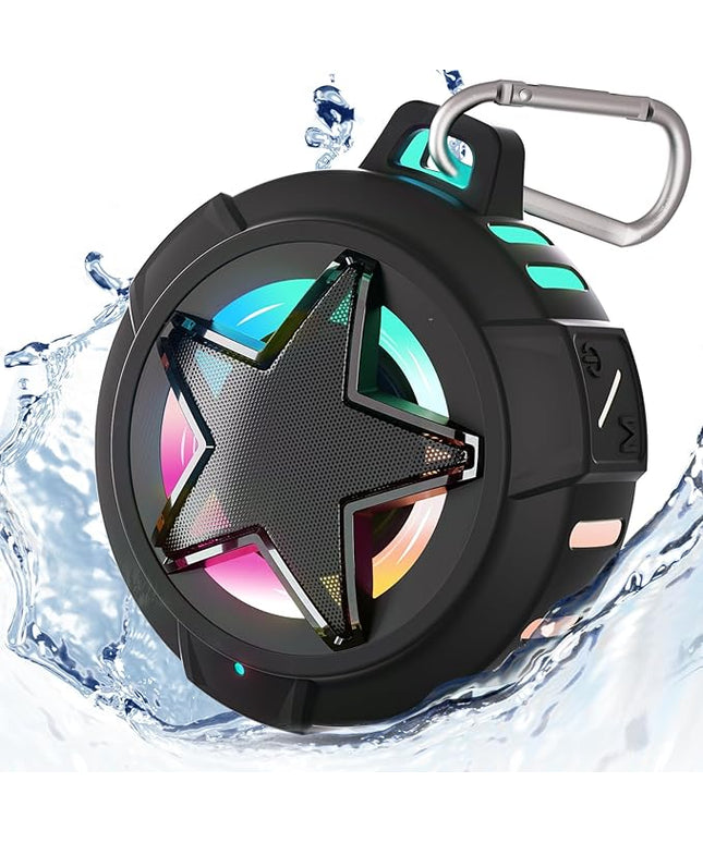 EBODA Bluetooth Shower Speaker, IP67 Waterproof Portable Speakers, Floating, TF Card, Small Outdoor Speaker with LED Light, True Wireless Stereo for Bike, Beach, Paddle Board, Kayak, Gifts