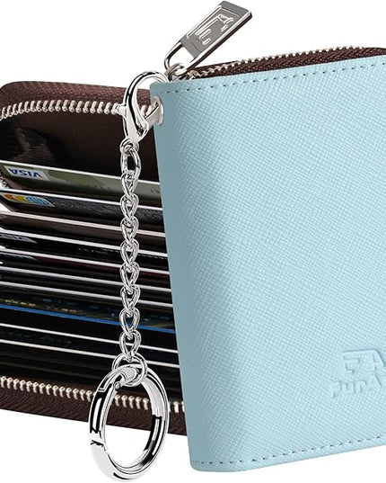 FurArt Zipper Wallet Women, RFID Blocking Credit Card Wallet, Business Card Holder, Compact Size KeyChain Wallet