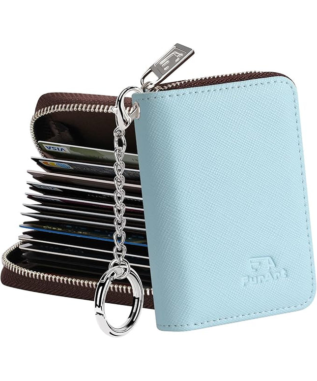 FurArt Zipper Wallet Women, RFID Blocking Credit Card Wallet, Business Card Holder, Compact Size KeyChain Wallet