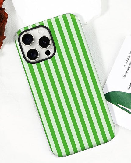 Magnetic for iPhone 11 Case Cute Stripes Phone Case, Shockproof Slim TPU and Hard PC Protective Phone Cover Compatible with MagSafe Designed for Women Girls, Deep Green