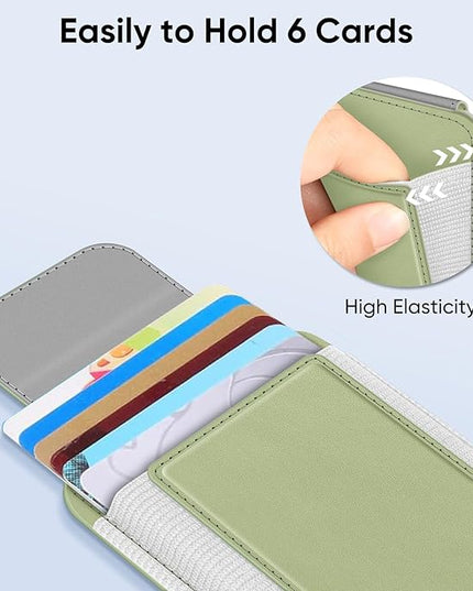 FINPAC MagSafe Wallet, Magnetic Card Wallet Holder for iPhone 17/16/15/14/13/12 Series, Safe RFID Blocking Slim Leather 6 Card Holder for Women Men
