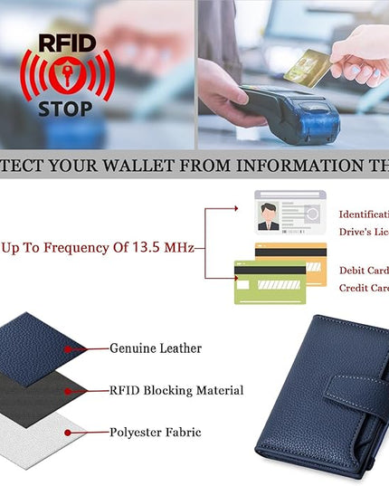 Airkit Small Wallet Women RFID Blocking Soft Leather Bifold Compact Card Holder Wallet for Women with Zipper Coin Pocket 4 ID Window