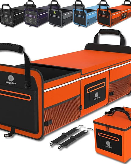 95L Car Trunk Organizer & Storage With 26L Ice Pack, Waterproof Foldable | Trunk Organizers for SUVs & Cars, Car Storage Organizer, Great Gift for Drivers (Orange-M004)