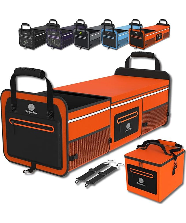 95L Car Trunk Organizer & Storage With 26L Ice Pack, Waterproof Foldable | Trunk Organizers for SUVs & Cars, Car Storage Organizer, Great Gift for Drivers (Orange-M004)