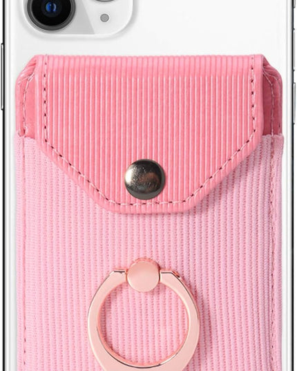 Card Holder & Ring Stand for Smartphones, Stick-on Wallet for iPhone & Android, Adhesive Credit Card Sleeve