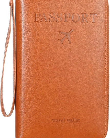 Multi-Function RFID Passport Wallet with Phone Pocket Travel Essentials Wallets Ultimate Passport Holder with Card Slots Wallet Cover Case for Women Men Holds Phones Passports Cash Boarding Passes
