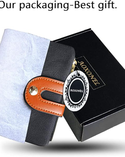 AOXONEL Women's Rfid Small Bifold Leather Wallet Ladies Mini Zipper Coin Purse id card Pocket,Slim Compact Thin