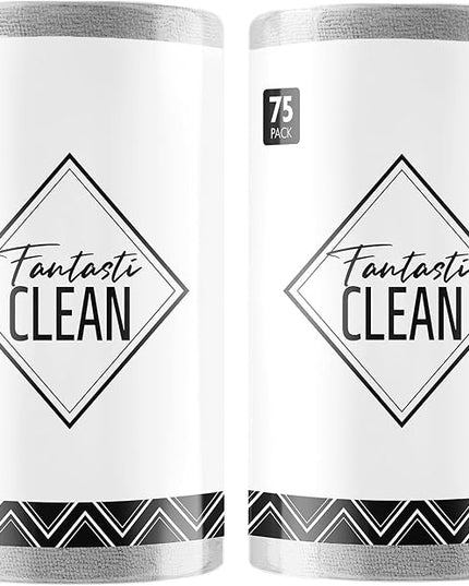 Fantasticlean Microfiber Cleaning Cloth Roll -150 Pack, Tear Away Microfiber Towels, 12" x 12", Reusable, Washable, Ultra Absorbent Dishcloth for All-Around Cleaning Supplies (2 Rolls of Grey)