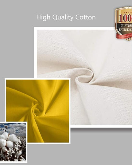 TOPDesign 3-Pack Canvas Tote Bags with an External Pocket, Reusable Grocery Shopping Bags, Top Zipper Closure, Daily Essentials (Yellow/Natural)