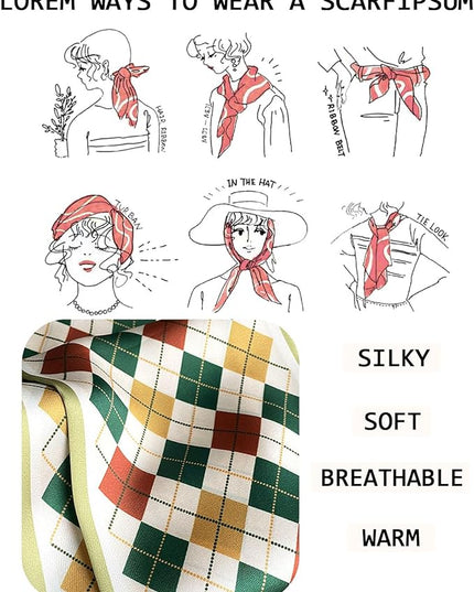 Head Scarf Purse Handle Neck Satin Hair Scarfs For Bag Lightweight Silky Long Thin Women's Fashion Scarves 59 * 5.9”