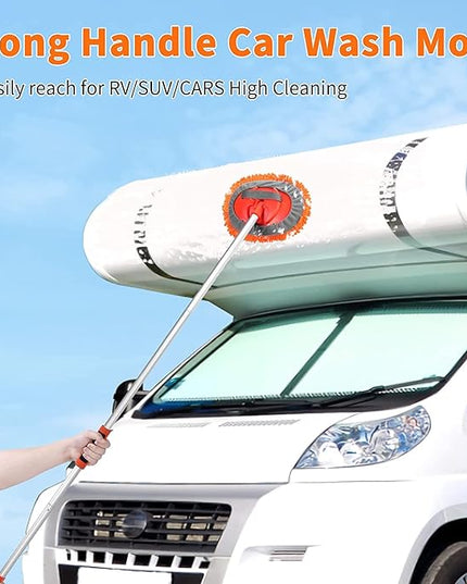 Wontolf 62'' Car Wash Brush with Long Handle Chenille Microfiber Car Wash Mop Car Washing Brush Cleaning Kit Windshield Window Squeegee Wheel Brush Car Duster Dry Towels for Cars RV Truck Boat 10PCS