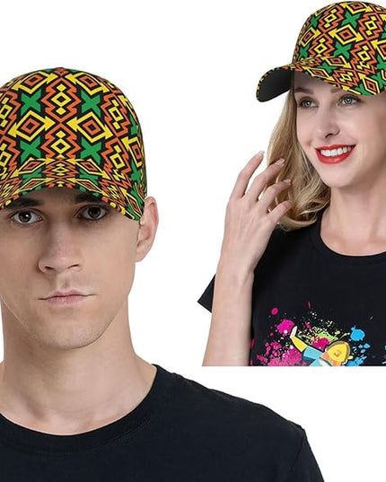 African Ethnic Tribal Style Baseball Cap for Men Women, Fashion Adjustable African Hat Casual Trucker Hats Sun Caps