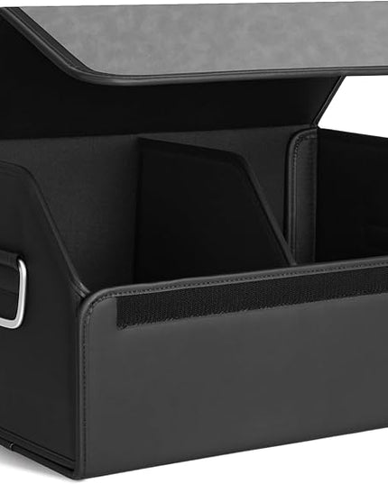 JEYODA Suede Leather Trunk Organizer, Large Capacity Soft Car Organizers and Storage,foldable,with lip, for Car SUV/Jeep/Sedan/Home/Camping (Grey,Big)