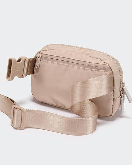 Pander Two Way Zipper Fanny Pack Nylon Everywhere Belt Bag for Women, Water Repellent Waist Packs, Crossbody Bags with Adjustable Strap (Raw Linen).