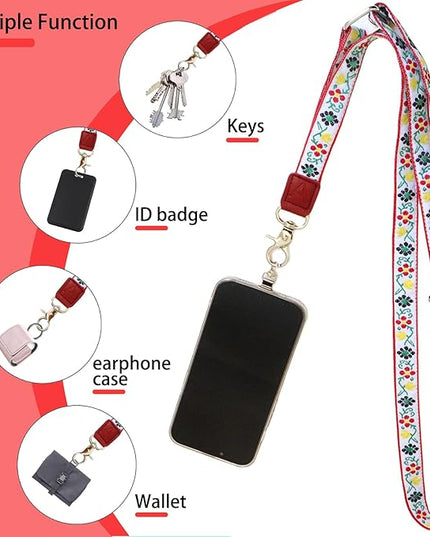 LEMEDE Wrist Keychain and Adjustable Phone Lanyard, Silver Hook Phone Crossbody Strap with 360° Rotating Phone Pads