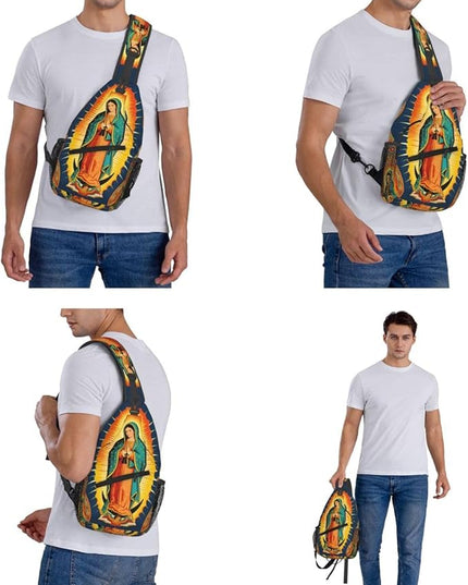 Our Lady of Guadalupe Sling Bag Crossbody Bags Clovers Chest Bag for Travel Hiking for Men Women Virgin Marys 5