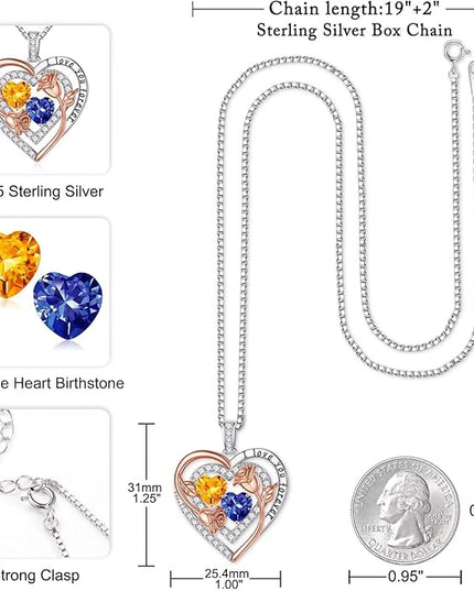 Iefil Christmas Gifts for Women - Sterling Silver Birthstone Necklace Anniversary Birthday Gifts for Her Wife Mom Daughter
