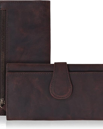 Real Leather Women Wallet Leather with RFID Blocking -Trifold Card Holder Designer Ladies Clutch with ID Window Wallets