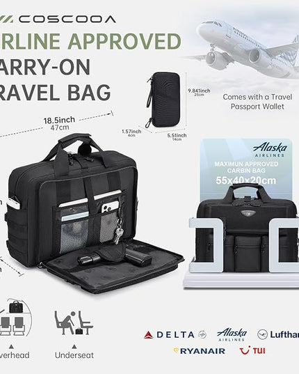 Large Tactical Laptop Bag for Men, Military 17.3 Inch Computer Bag Briefcase with Passport Wallet, Carry on Messenger Bag