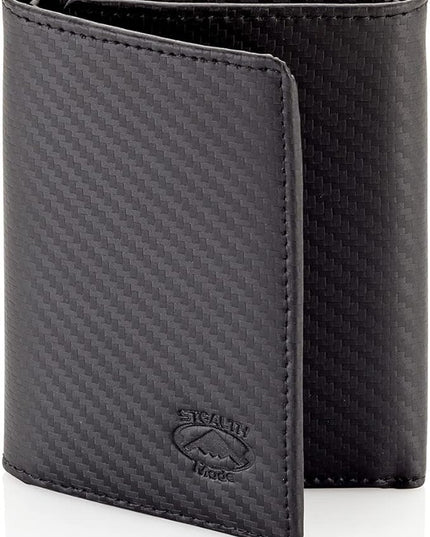 Stealth Mode Trifold Wallet - RFID Blocking Wallet with Flip ID Holder - Leather Case for Money, Credit Cards - Mens Organizer, Divided Billfold, Identity Protection - Men's Gifts (Carbon Fiber) | RFID Blocking Wallet, Flip ID Holder, Leather Case, Mon...