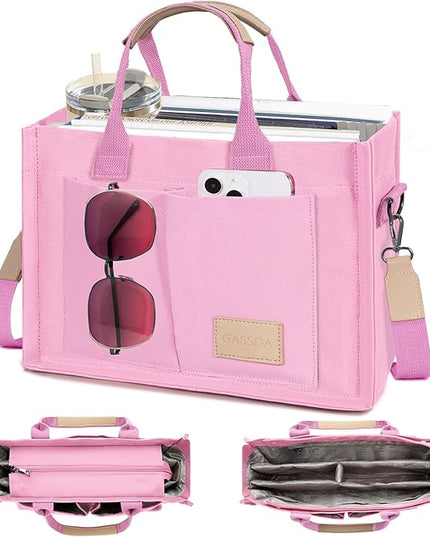 Canvas Tote Bag for Women Crossbody Work Purse with Pockets Top Handle Handbag Satchel Bags for Travel Nurse Teacher