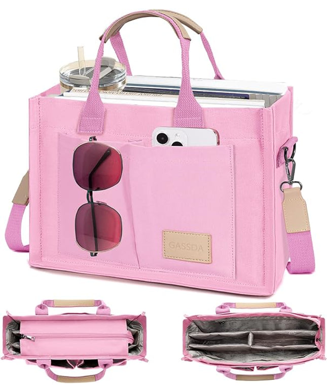 Canvas Tote Bag for Women Crossbody Work Purse with Pockets Top Handle Handbag Satchel Bags for Travel Nurse Teacher