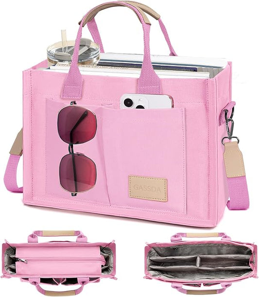 Canvas Tote Bag for Women Crossbody Work Purse with Pockets Top Handle Handbag Satchel Bags for Travel Nurse Teacher