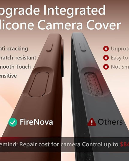 FireNova Magnetic for iPhone 17 Case, Compatible with MagSafe, [Integrated Silicone Camera Control Button] [Camera Protection] Anti-Scratch Microfiber Lining Phone Case, 6.3", Light Brown