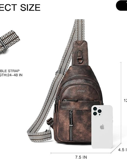 7L Sling Bag For Women Men Backpack Fanny Pack Crossbody Chest Travel Shoulder Belt Bags Purse Handbag PU Leather