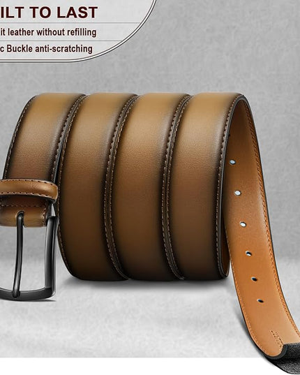 KEMISANT Men Belt 2Pack – Genuine Leather Belt for Men Dress Casual Golf Jeans 1 3/8"