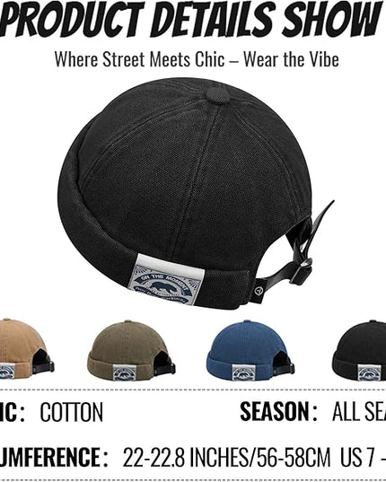 Croogo Denim Docker Hat Fashion Brimless Beanie Hat Retro Worker Skull Cap Rolled Cuff Sailor Cap Hip Hop Dancing Watch Cap