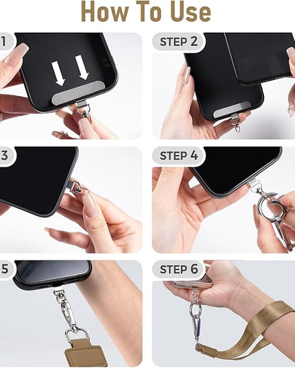 Clip and Go Strap for Phone with Wallet Crossbody Phone Lanyard and Detachable Checkered Bag with ID Window and RFID Pouch for Daily Travel.