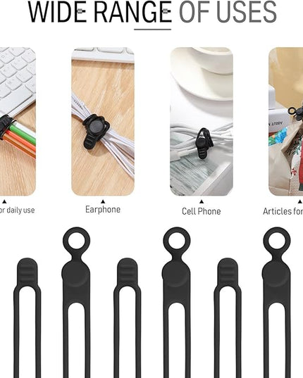 Nuanchu 40 Pcs Silicone Cable Ties Reusable Holder Adjustable Straps Multipurpose Charging Cable Organizer for Fastening Charging Cords Wires(4.17 Inch,Black)