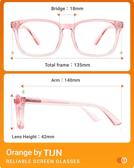 TIJN Blue Light Blocking Glasses for Women Men Clear Frame Square Nerd Eyeglasses Anti Blue Ray Computer Screen Glasses