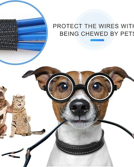 AGPTEK Cable Sleeve Cover, 25ft - 4/5 inch Desk Cord Organizer Cable Hider, Home Office Wire Management Computer TV Wire Loom Tubing, Pet Proof Cord Protector, from Cat Dog Chewing, Black