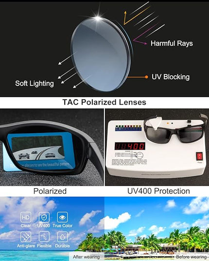 BEALER Polarized Sports Sunglasses for Men Lightweight TR90 Frame Sun Glasses Driving Cycling Fishing UV Protection Shades
