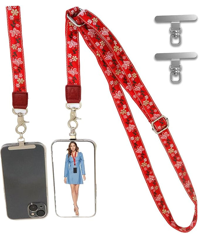 LEMEDE Wrist Keychain and Adjustable Phone Lanyard, Silver Hook Phone Crossbody Strap with 360° Rotating Phone Pads
