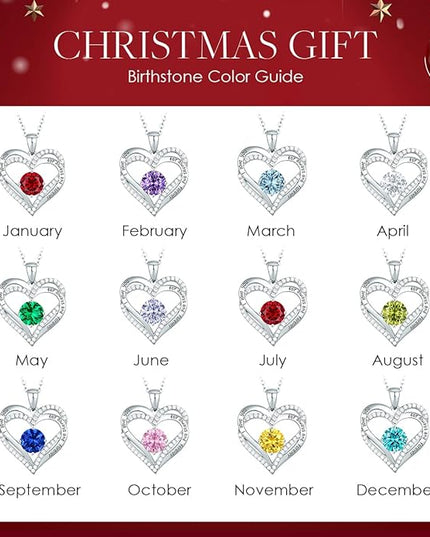 CDE Forever Love Heart Necklaces for Women, Wedding Anniversary, Birthday Mothers Day Christmas Day Gifts for Mom, Mother, Wife, friend, S925 Silver Jewelry with Birthstone Pendant