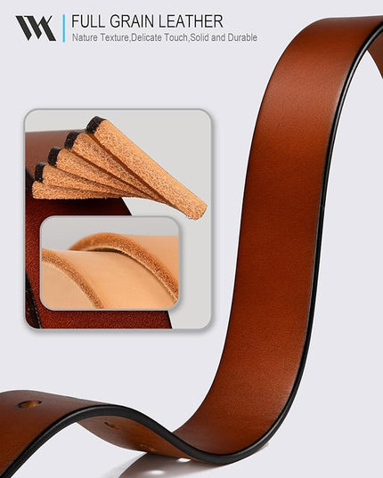 WOLFANT 1.5" Top Full Grain Leather Belt for Men in Gift Box,100% Italian Real Solid Leather