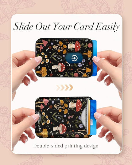 Shorogyt Compatible with Magsafe Wallet Magnetic Card Holder - Mushroom Plant Phone Wallets for Women Teen Girls Cute for iPhone 17/16/15/14/13/12 Series Slim for Apple Mag RFID Magnet, Fit 3 Cards