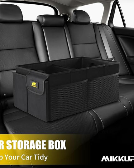 MIKKUPPA Car Trunk Organizer - 50L Collapsible Trunk Organizer, Sturdy Car Storage for SUV Auto Truck Van with Non Slip Bottom (Black)