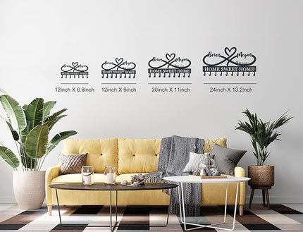 EXUNART Metal Key Holder for Wall, 5 Hooks, Art Deco, Personalized, Waterproof, Rust Resistant, Max 33 pounds, Decorative Home Decor, Wedding Gift