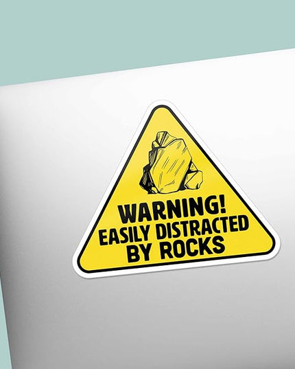 Easily Distracted by Rocks Sticker for Hydroflask Water Bottle - Funny Geology Quote Laptop Decal - Cute Nature Gift for Hikers