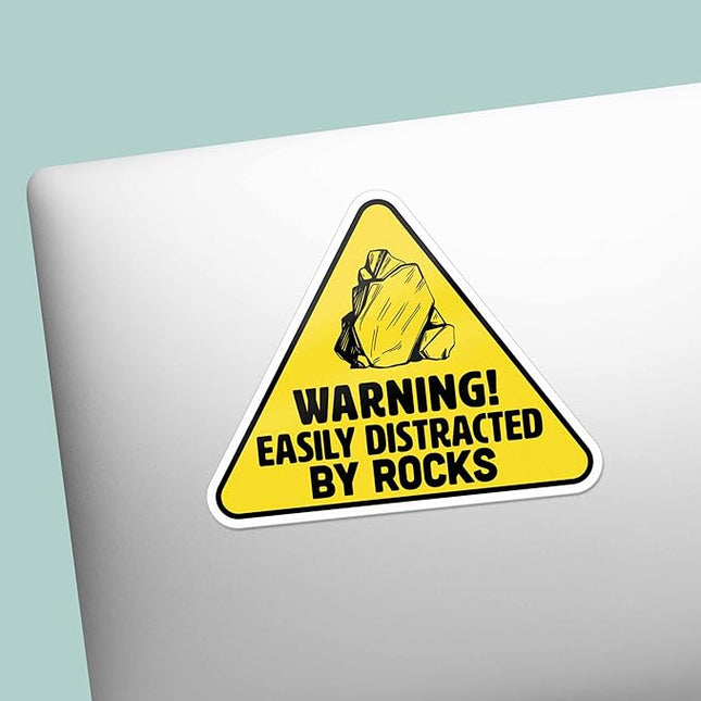 Easily Distracted by Rocks Sticker for Hydroflask Water Bottle - Funny Geology Quote Laptop Decal - Cute Nature Gift for Hikers