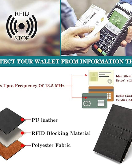 RFID Blocking Leather Passport Wallet Cover Case with Pen and Card Slots Travel Wallet for Women/Men Travel Must Haves Accessories