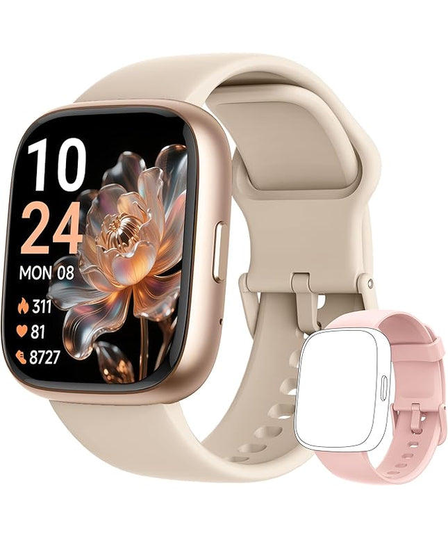 Smart Watch 2026 Upgrade for Women Men Android & iPhone [2 Bands, 44mm case, 1.83''], Alexa Built-in, Make/Answer Call, HR SpO2 Sleep Stress Monitor Fitness Tracker, IP68 Waterproof Step Counter Watch